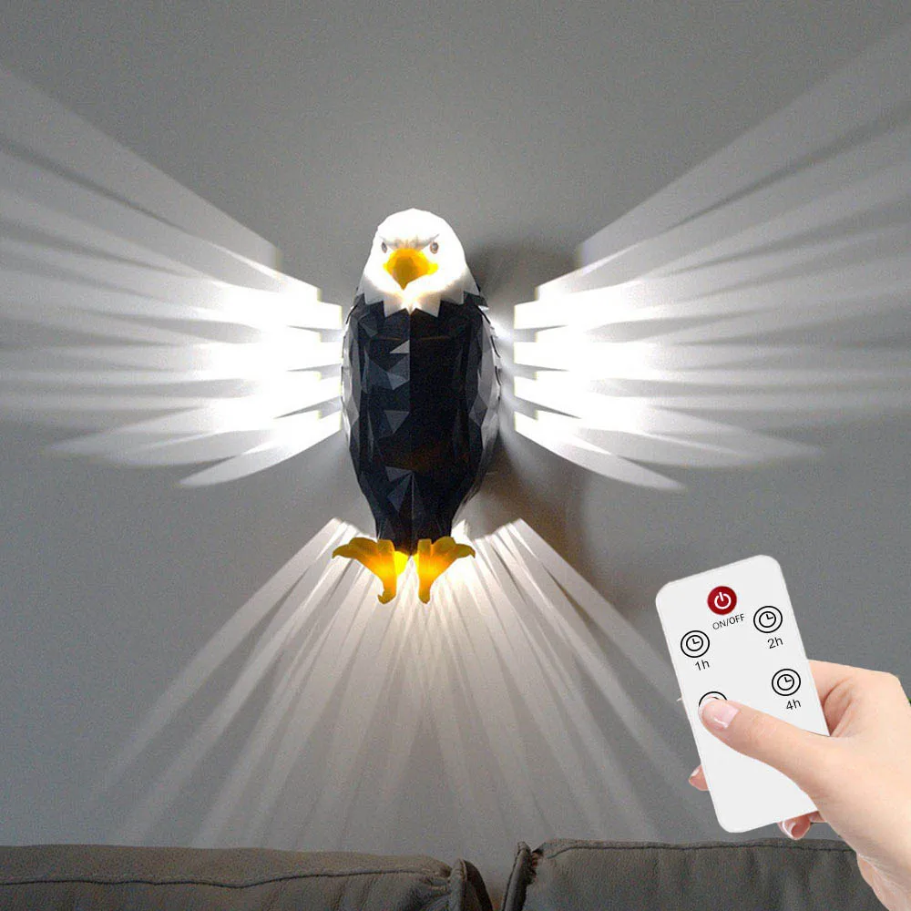 

Bird Wall Lamp Magnet Owl Eagle Shape Projector Modern Creative Atmosphere Sconce Light 3D Print Body Animal Lighting Lustre