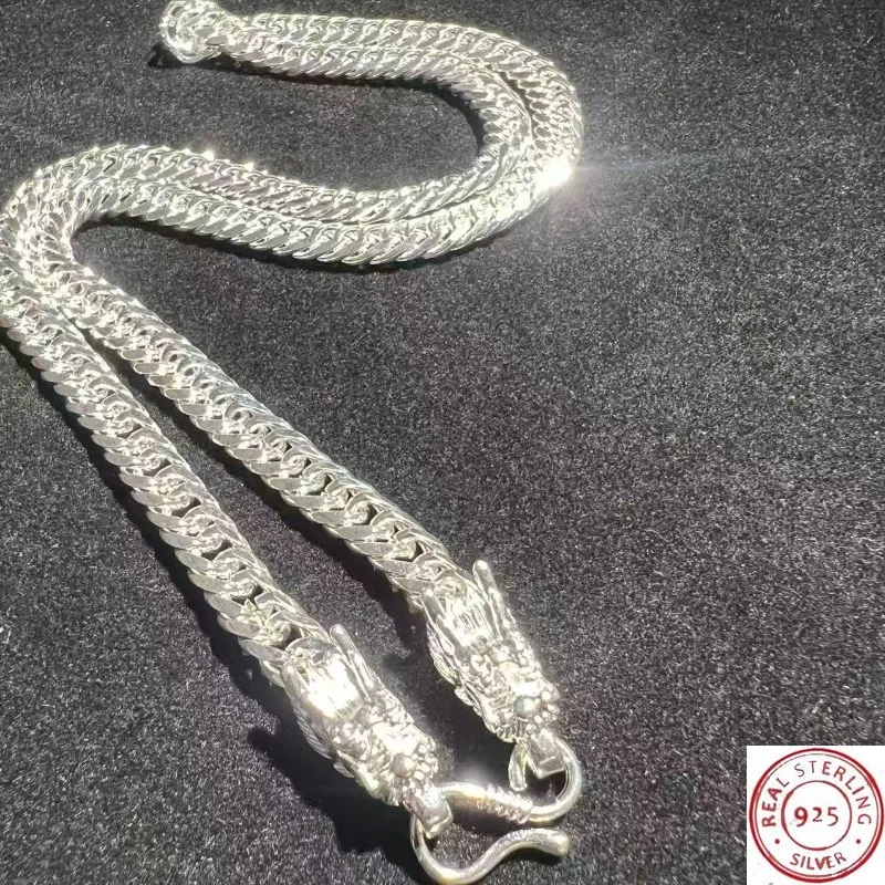 

925 Tibetan Silver Noble Unisex Necklace, Dragon Head Pendant, High-Quality Exquisite Jewelry, Ideal for Wedding Occasions