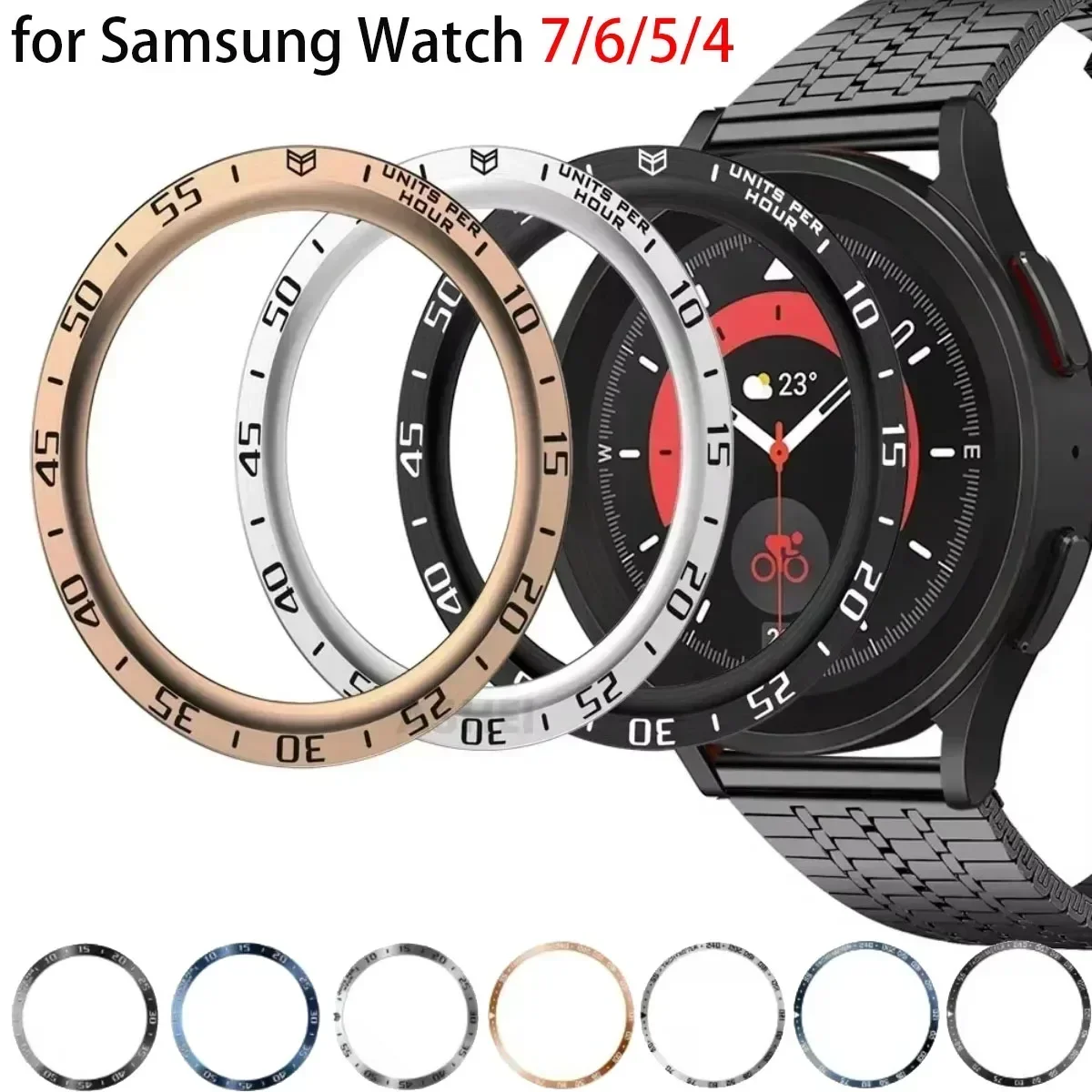 Metal Bezel Ring for Samsung Galaxy Watch 6 Classic 43mm 46mm 42mm Time/Speed Scale Protective Cover Watch 7 6/5/4 40mm 44mm
