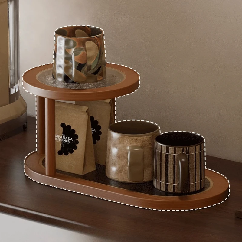 

Double-layer Bookcases Water Cup Minimalist Style Bookcases Storage Tea Set Tray Home Furniture Estantes De Libros ZY40SJ