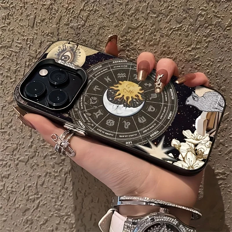

Zodiac Compass Mobile Phone Case for iPhone 16 15 14 13 12 11 Pro/ Max/Plus Anti-Fingerprint Anti-Shock Rear Cover
