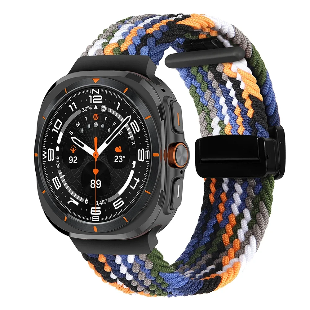 Nylon Loop Strap for Samsung Galaxy Watch Ultra 47mm Magnetic clasp Sport Band for Galaxy 47mm Ultra No Gaps Curved End Bracelet