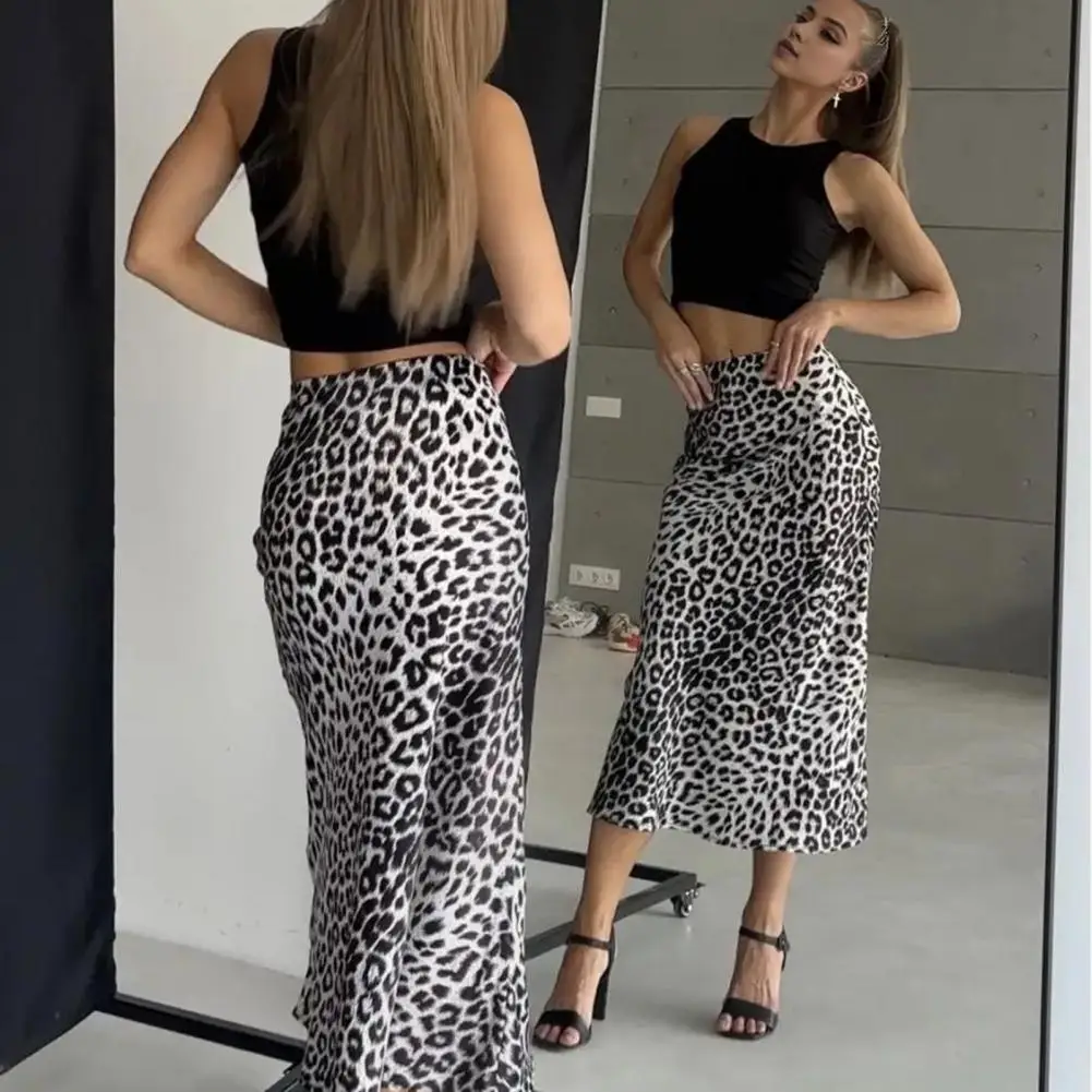 Sexy Elegant Skirt Leopard Printed Maxi Women Skirts Lady Clothes Office Club Party Casual Streetwear Wholesale