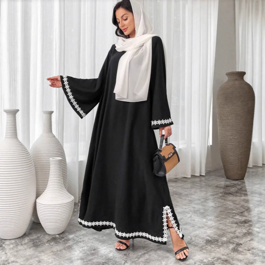 

Элегантное скромное платье макси ручной работы со стразами Абая исламская одежда для женщин атласное шелковое свадебное платье на осень Дубай Абая