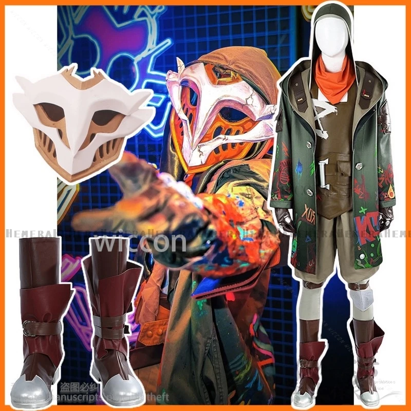 Arcane Anime League Of Legends Gioco LOL Cosplay Ekko Costume da uomo Cappotto Scarpe Maschera Abiti Halloween Natale Cos Personalizzato