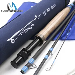 최대 캐치 10피트/11피트 2/3/4wt 님프 플라이 낚싯대 IM10 흑연 탄소 섬유 패스트 액션 4pcs 플라이로드