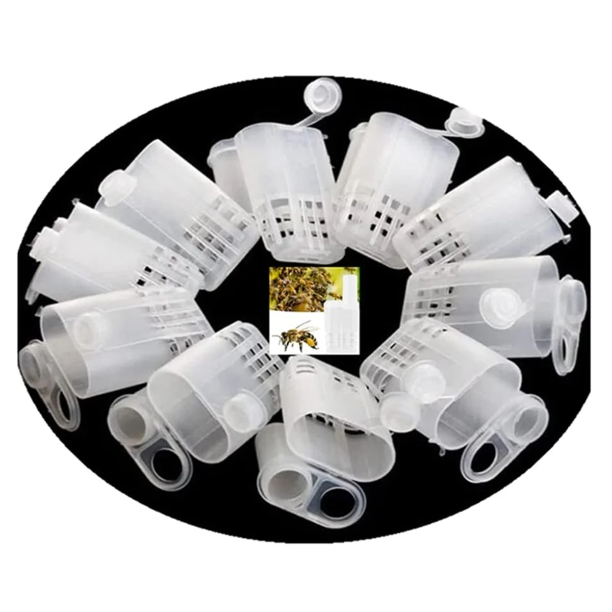 

B08B-Bee Queen Cages Bee Cages Beekeeping Catcher Bee Equipment Plastic White Safety Beekeep Cage Beekeeping Supplies