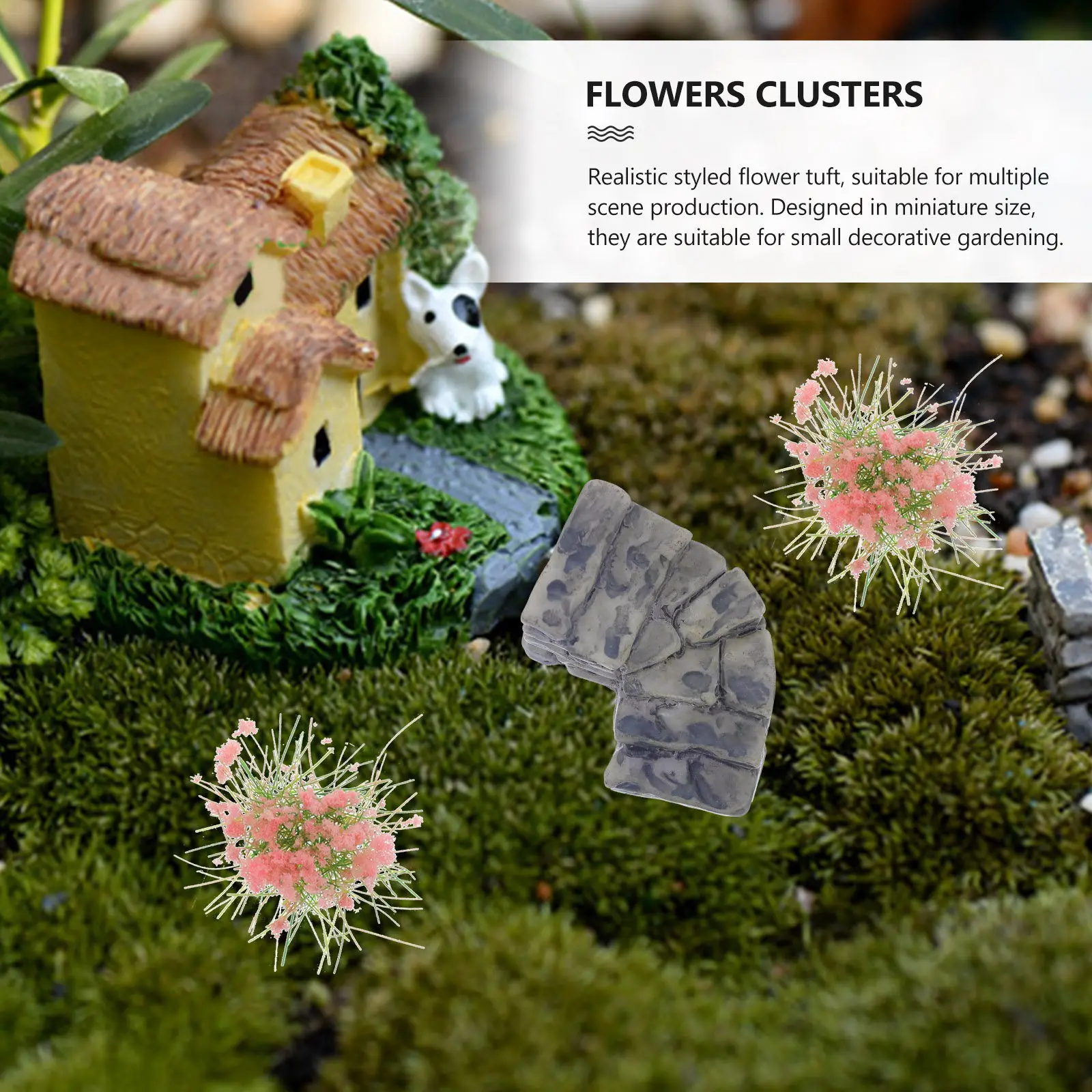 

2 листа имитации цветочных кластеров из прочного пластика, миниатюрные декоративные элементы для DIY, аксессуары для ландшафтного дизайна песочниц и поделок