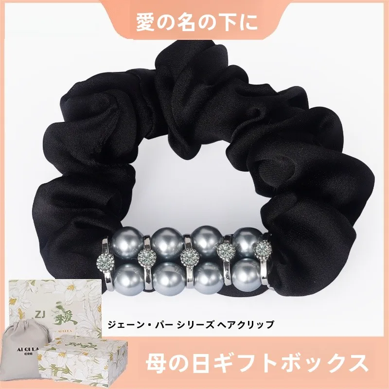 aiqila2025新作シンプルパールヘアタイ-大腸ヘアアクセサリー-パールママヘアバンド-高級感レトロ風フレンチスタイルヘアアクセサリー