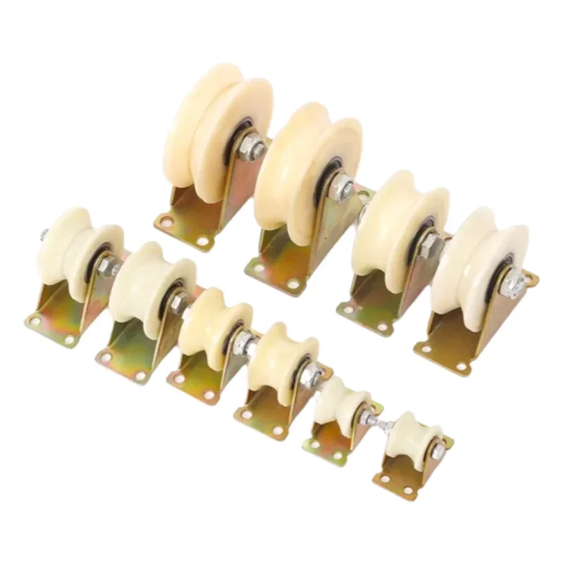 Nylon Pulley V U Type Track Wheel Low Noise Galvanized Bracket Electric Sliding Door Guide Roller Ball Bearing Roller