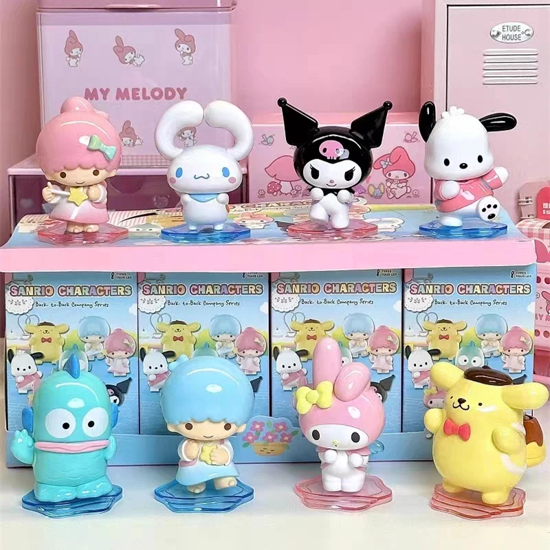 Cute Sanrio Hello Kitty Action Figure Kawaii Kuromi Cinnamoroll Small Partner Series Figurine Anime Decor Toys Gift