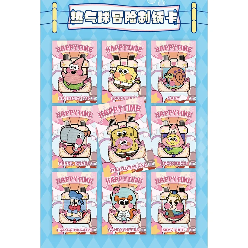 Wholesale SpongeBob SquarePants Collection Cards for Children Hot Air Balloon Adventure Embroidery Cards Hobbies Birthday Gifts