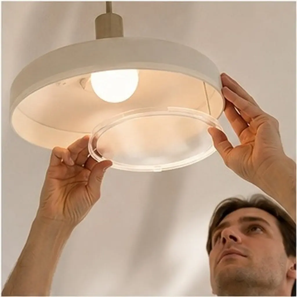 2Pcs Lamp Shade Dust Cover Round Clear Removable Acrylic Protector for Pendant Ceiling Light Dustproof Lamp Shade Replacement