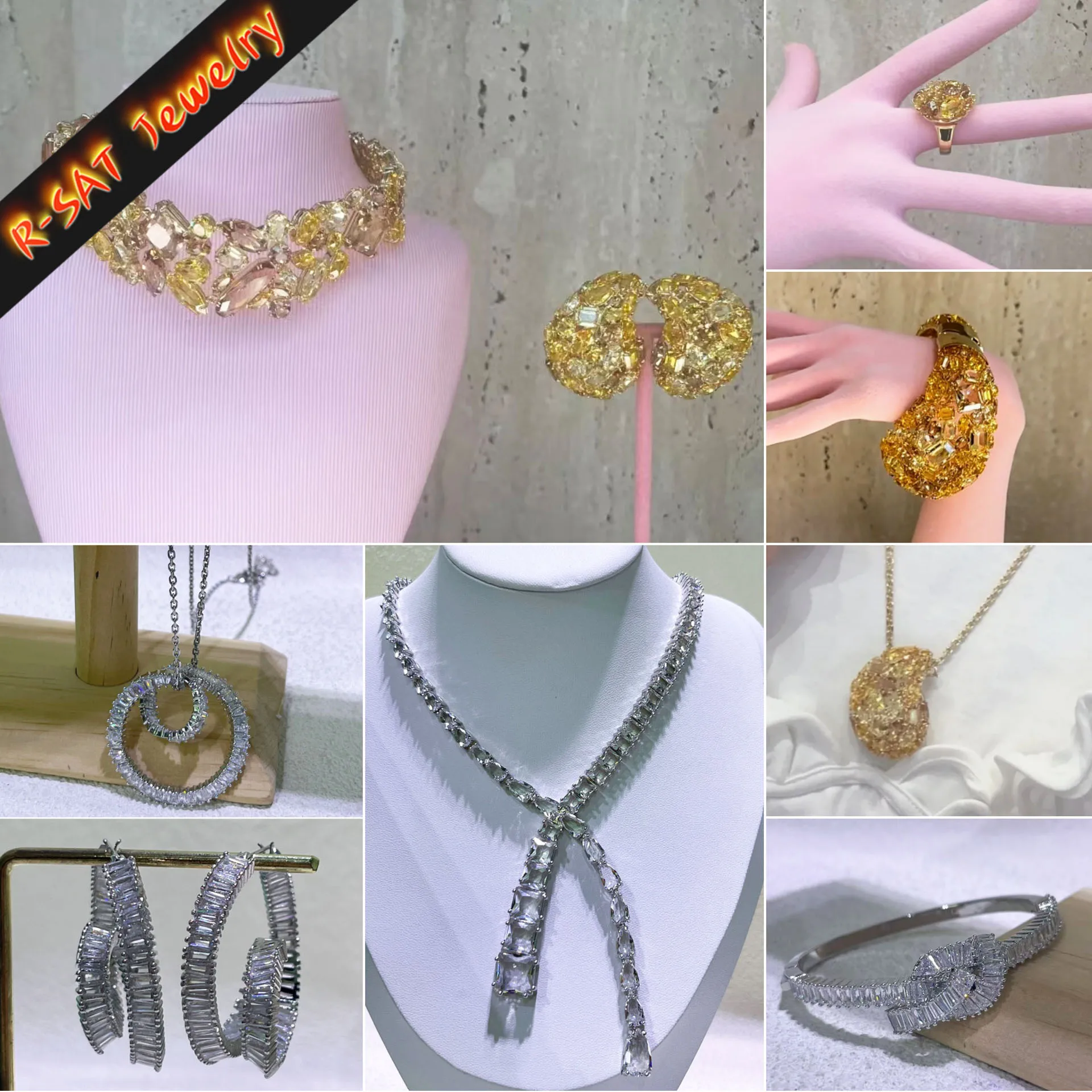 

Caramel Candies New Trend Sparkling Crystal Twist Earrings Necklace Bracelet Ring for Women Luxury Jewelry Wedding Accessories