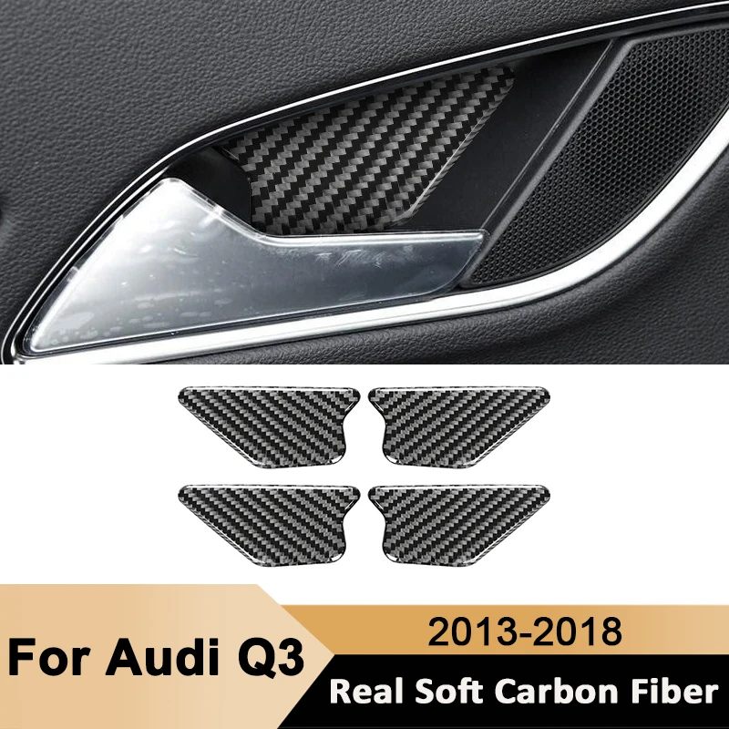 

Carbon Fiber Car Inner Door Handle Bowl Panel Ring Cover Decorative Sticker Auto Interior Accessories For Audi Q3 2013-2018