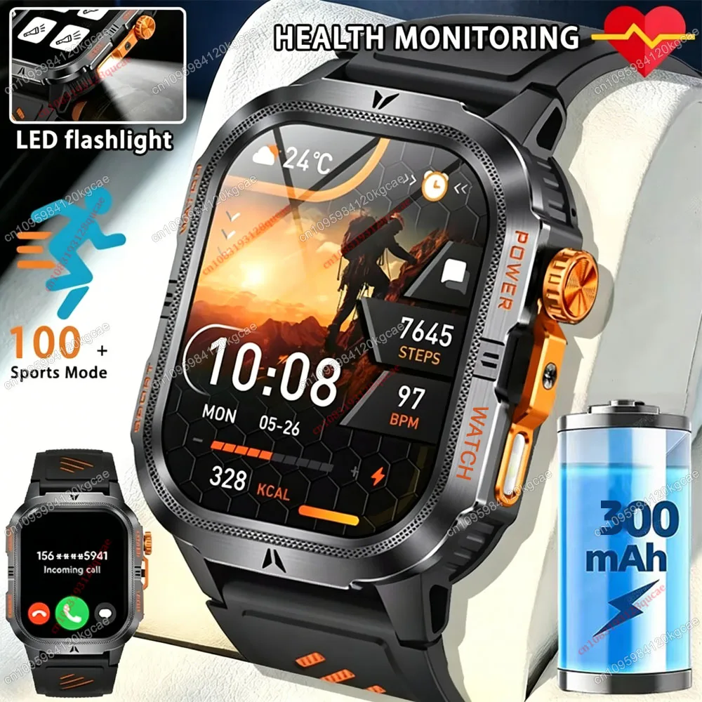 2026 New Outdoor Military Grade LED Flashlight Smart Watch M