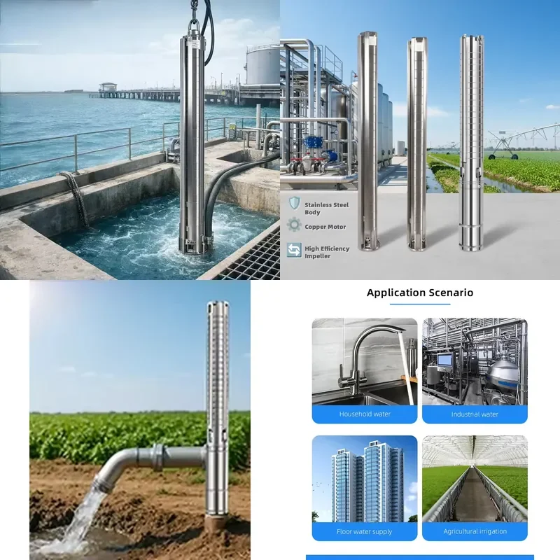 Stainless Steel Deep Well Submersible Pump for Family Homes High Pressure Multistage Design Flange Connection Clean Water
