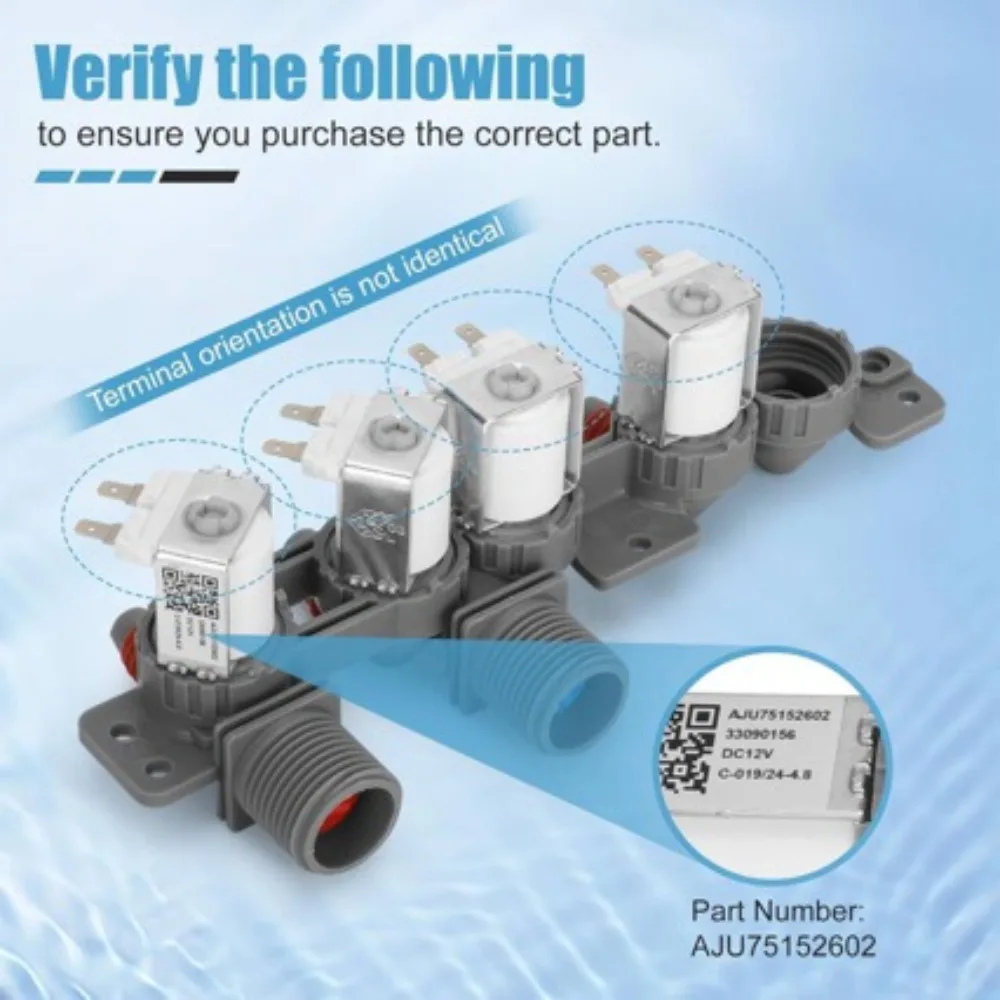 

AJU75152602 Water Inlet Valve 12V DC for LG Washer - Direct Replacement Fill Valve