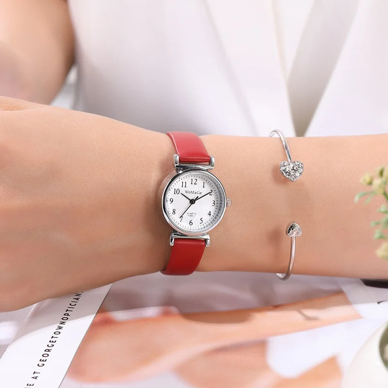 2022 New Fashion Simple Number Quartz Watch Women Leisure Vintage Leather Ladies Wristwatches Clock Watches