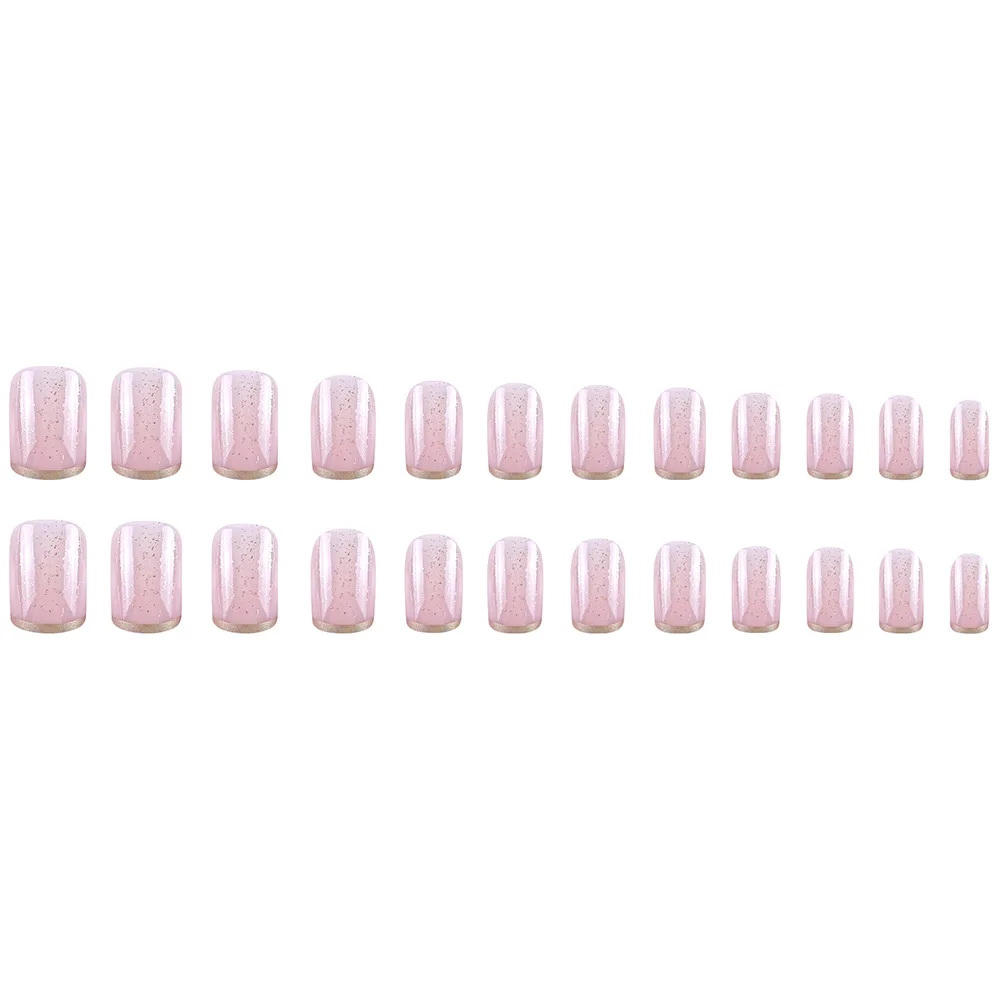 24 pezzi di unghie francesi dorate punte per unghie glitter finte unghie corte coreane presse per unghie unghie incollate estetiche per donne unghie finte