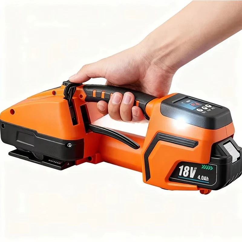 

Rechargeable cordless strapping machine, portable PET/PP strapping tool for logistics warehouse packaging