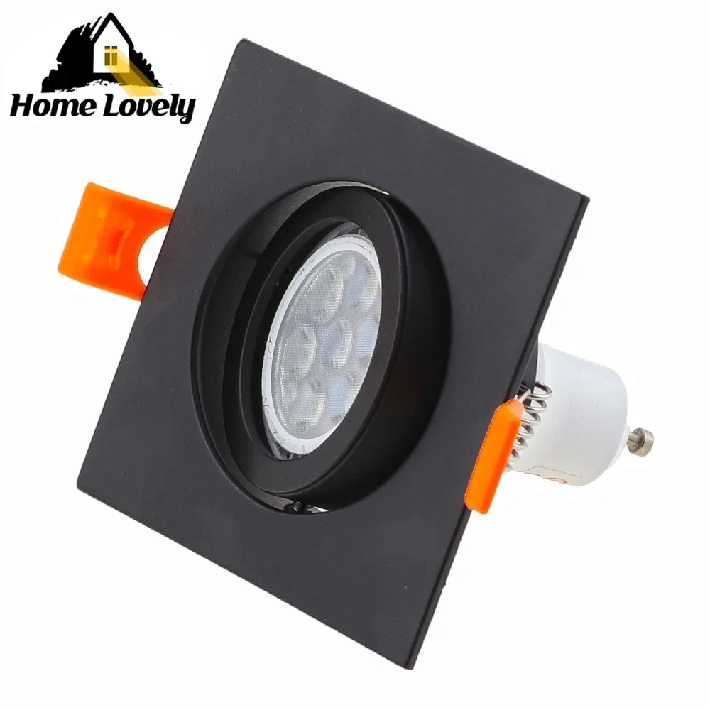 

Square LED White Black Down Light Adjustable Frame for GU10 MR16 Recessed Led Spotlights Cutout 65MM Down Light Fittings