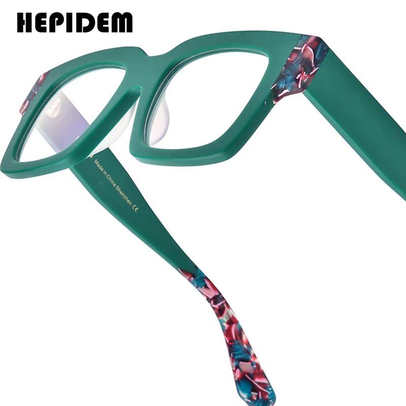 

HEPIDEM Acetate Glasses Frame Men Oversize Big Size Square Eyeglasses Women Japanese Handmade Spectacles Thick Eyewear 9288