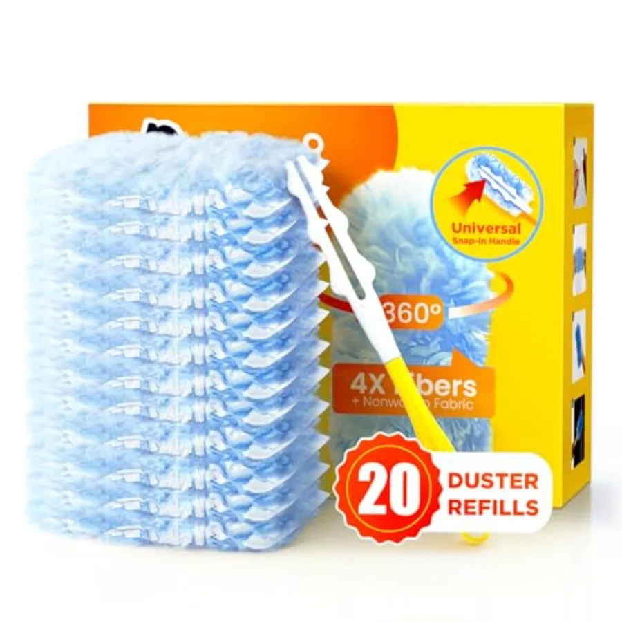 

Heavy Duty Duster Refills for Swiffer Duster, Count Duster with 1 Handle, Multisurface 360° Dusters with 4X Microfibers, Unscen