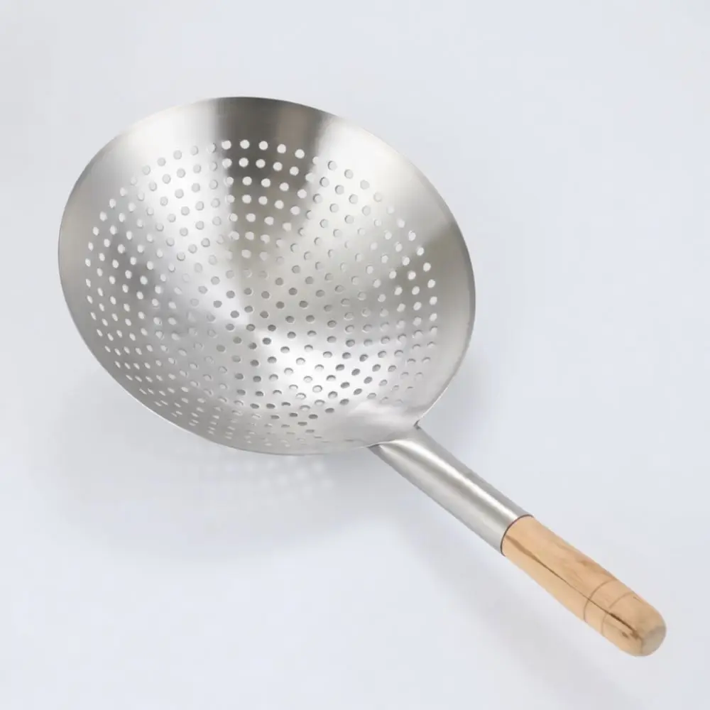 Professional Kitchen Colander 304 Stainless Steel Fine Mesh Strainer Anti Scald Handle For Boiling Noodles Deep Frying