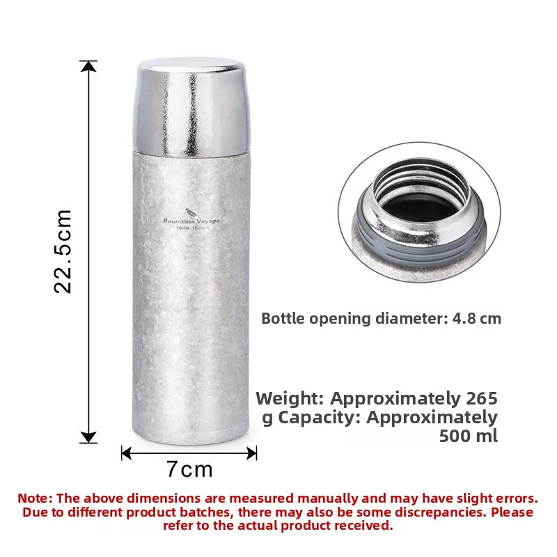 Pure Titanium Insulated Water Bottle 500ml Tea Water Separation Cam Outdoor Double Layer Anti-Scalding Office Universal