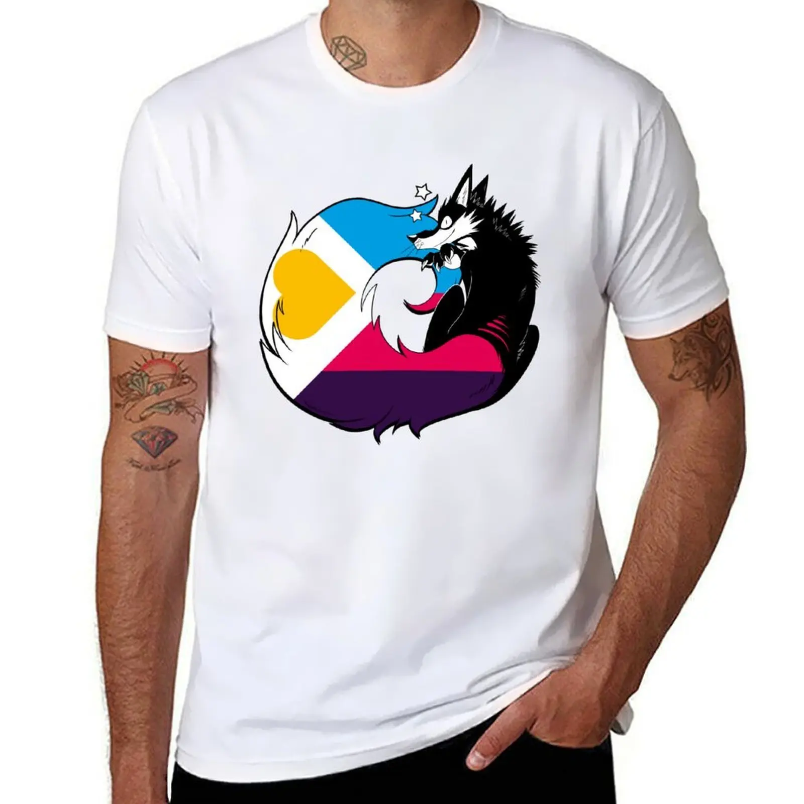 

Fox with Pride - Polyamory T-Shirt t shirts for man cotton funny t shirts for man pack white T-Shirt