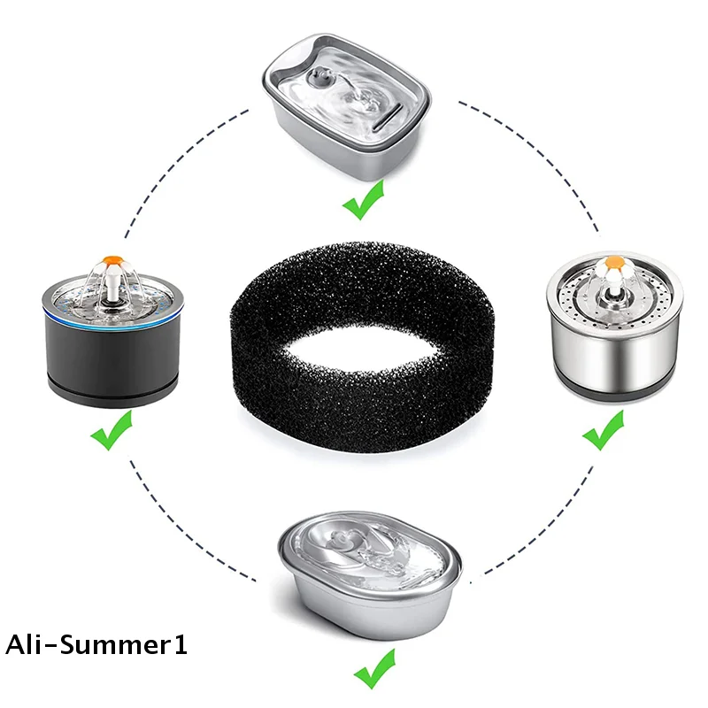 【E】4PCS Pet Brunnen Filter Pet Wasser Runde Filter Schaum Für Katze Trinken Brunnen Katze Wasser Schwamm Filter Katze brunnen Ersatz
