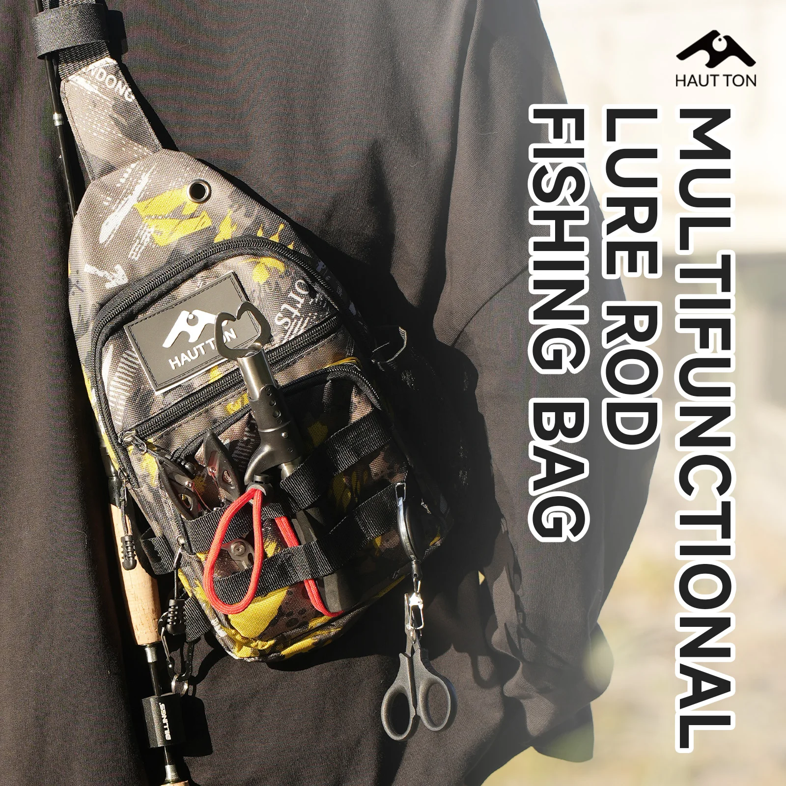HAUT TON Multifunctional Lure Fishing Rod Bag Large Capacity Storage Space For Fishing Gear Accessories Perfect For Enthusiasts