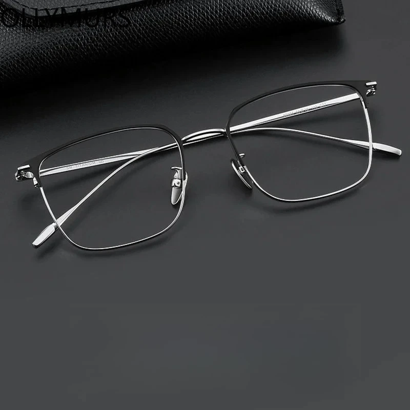 

OLLYMURS Ultralight Titanium Myopia Hyperopia Glasses Frame Men's Business Retro Anti Blue Light Radiation Eyewear Medical Pres