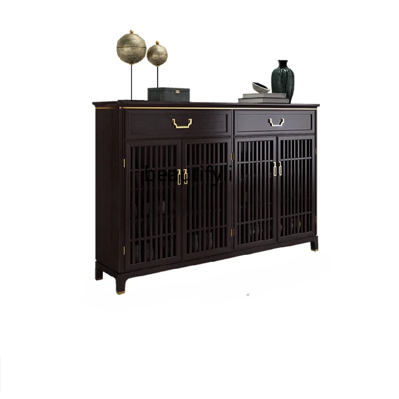 

Solid Wood Entrance Cabinet Integrated Partition Living Room Hall Cabinet Large Capacity Storage Doorway Shoe Cabinet