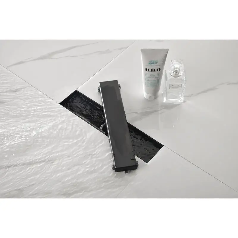

12" Linear Shower Drain with Removable Cover, 304 SS Drain with Hair Strainer & Leveling Feet, Flange Included