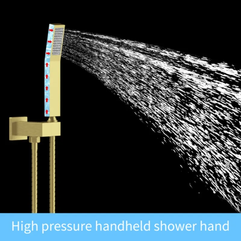 Shower Faucet Combination Wall Mounted 10 Inch Showerhead Handheld Shower Faucet Household Bathroom Brushed Gold Shower System