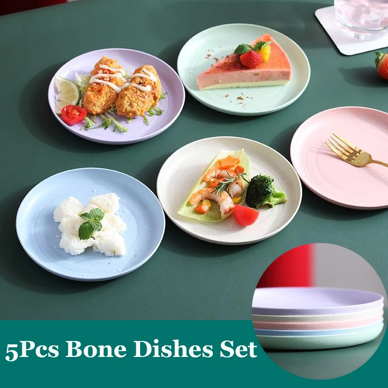 Platos para aperitivos de paja de trigo ecológicos, juego de platos de hueso biodegradables, platillos para aperitivos de estilo japonés, 5 uds.