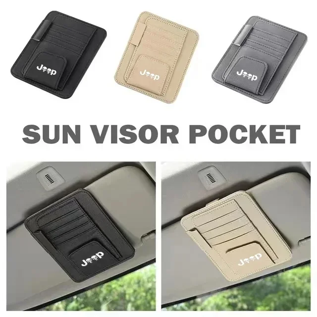 

Jeep Car Sun Visor Organizer Multi-Function Pocket Holder for Renegade Wrangler JK JL Grand Cherokee Compass Car Accessories