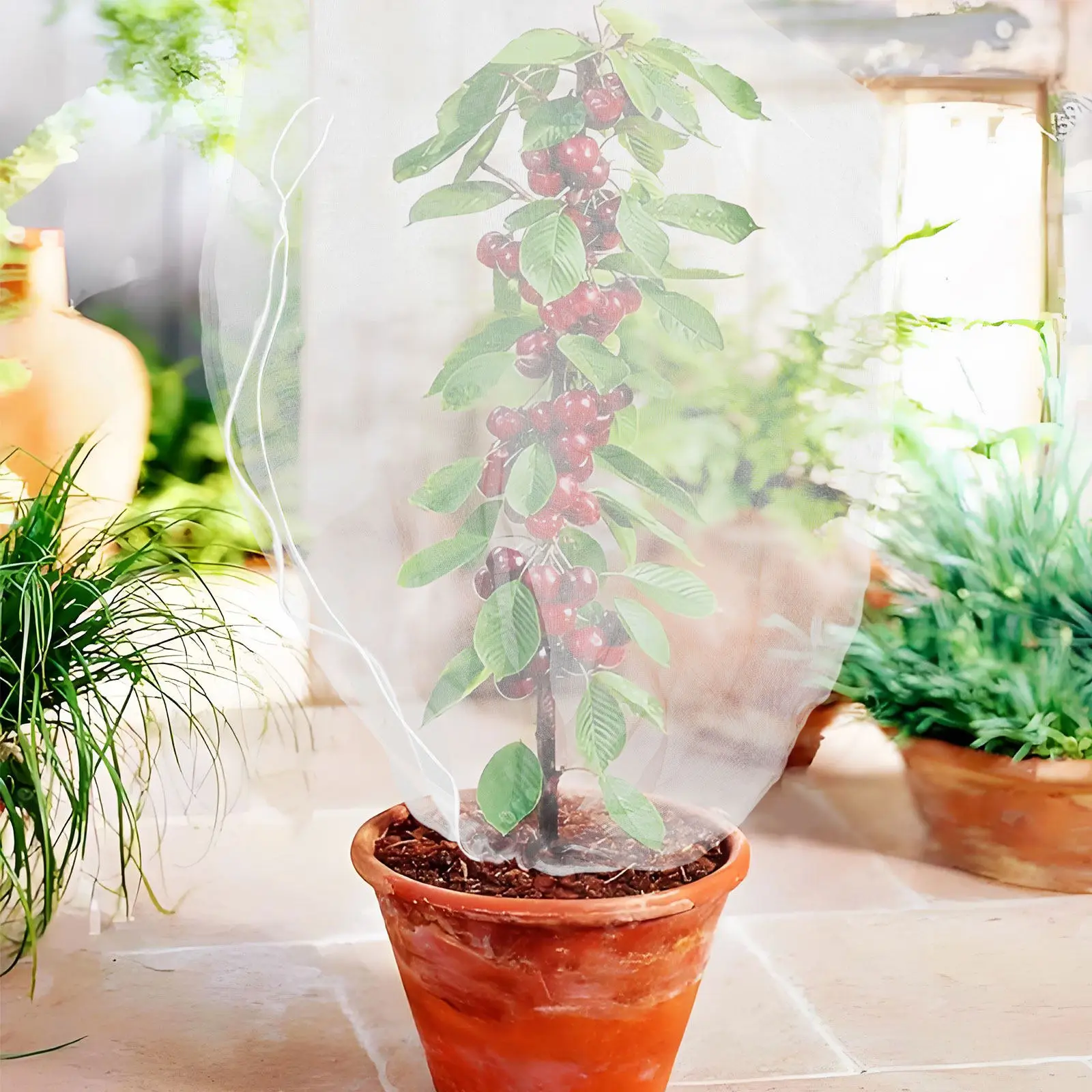 8 Bolsas de Malla para Protección de Plantas, Cubiertas para Plantas de Jardín con Cierre de Cremallera y Cordón Ajustable para Frutas