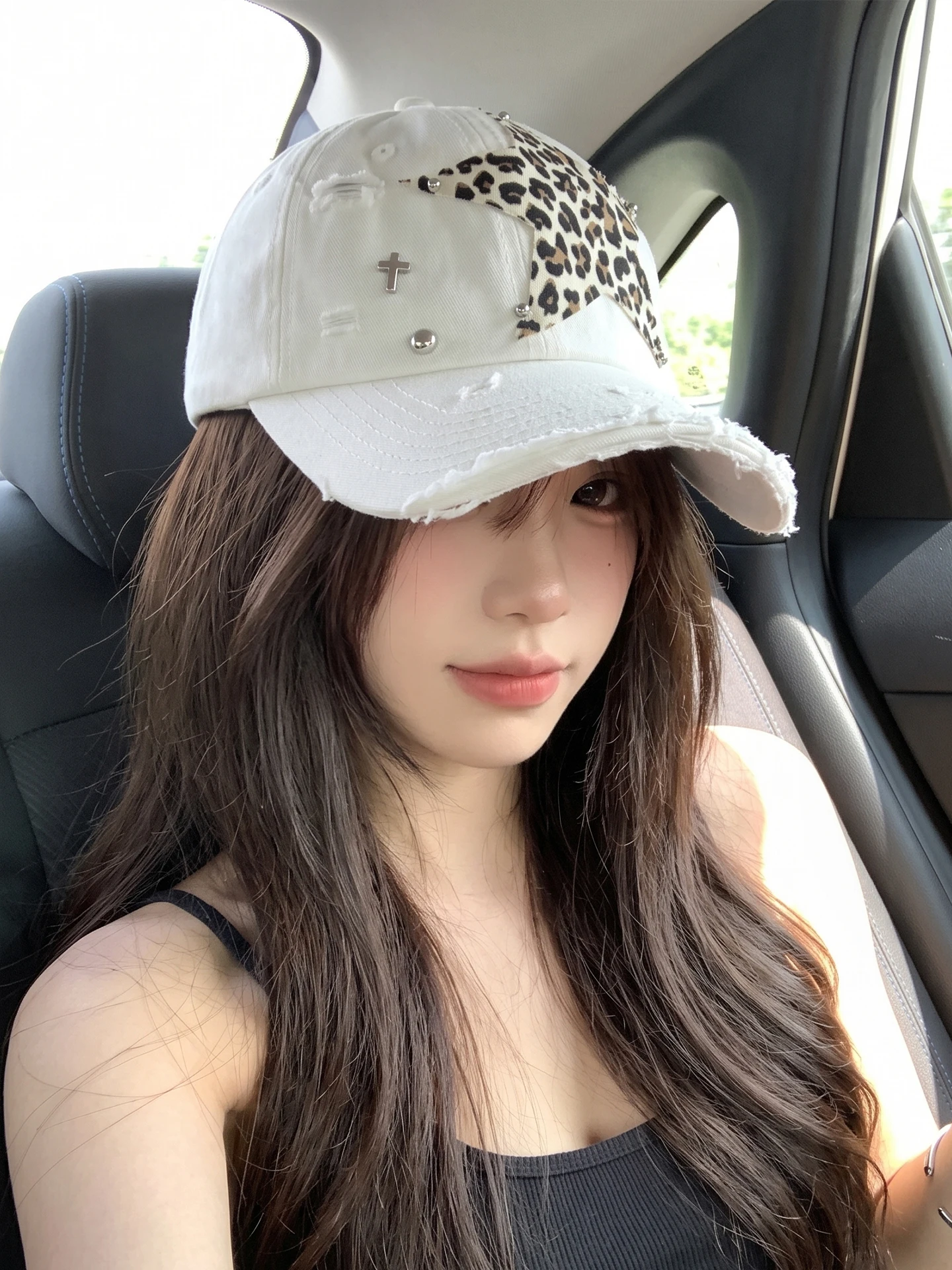 American Retro Leopard Print Star Baseball Cap Women's Spring Summer New Style Versatile Face Slimming Duckbill Hat