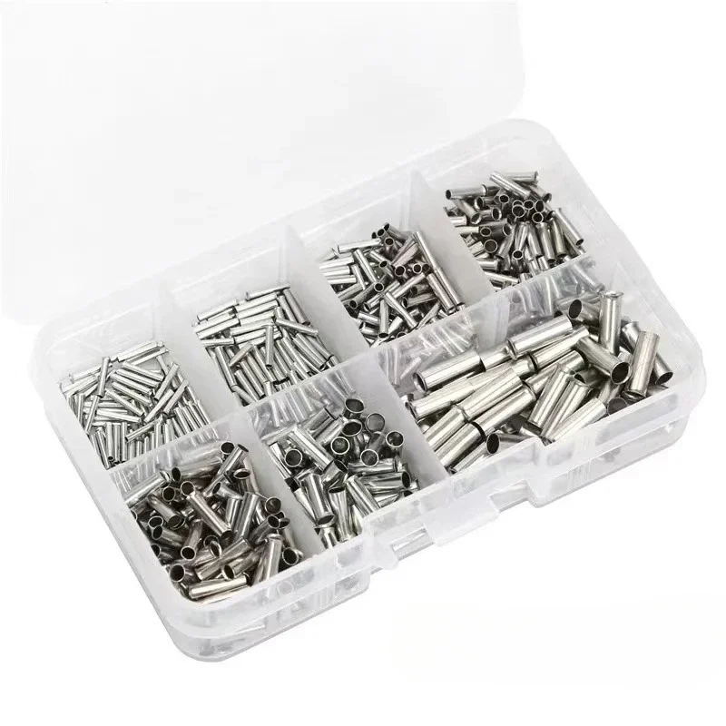 600PCS 0.5-6.0mm² Uninsulated Copper Terminal Bootlace Ferrules Cord End Electrical Cable Crimp Terminals