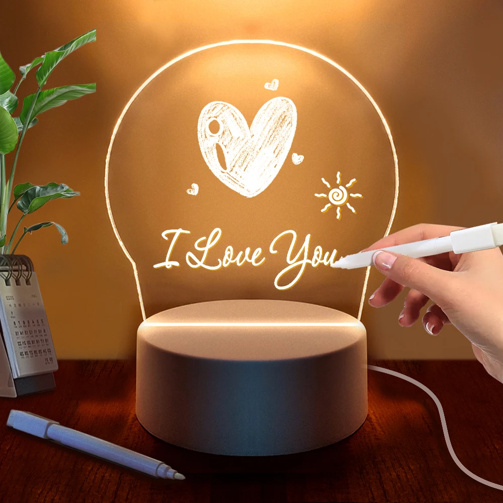 Transparent Message Board Night Light Glowing Memo Acrylic  Ambient Lights Daily Moment Note Board Erasable Room Decor Gift Sign