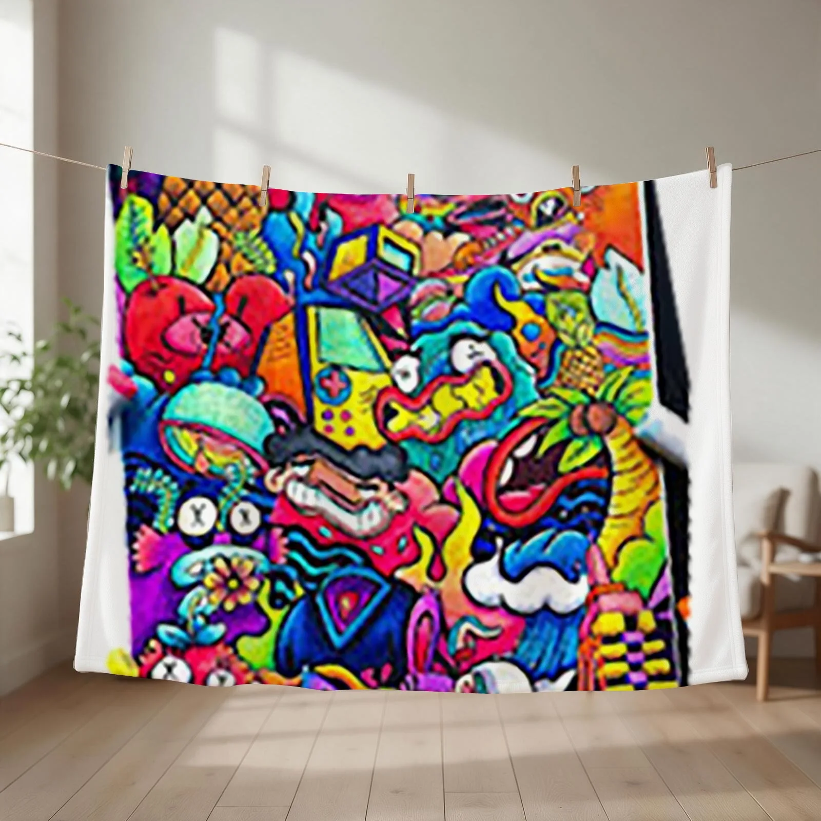 Doodle Art 18 Throw Blanket couch cozy soft plush fuzzy picnic outdoor blanket