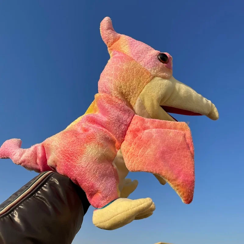 Marioneta de mano de felpa de dinosaurio realista, marioneta interactiva para juegos entre padres e hijos y accesorio de rendimiento para jardín de infantes