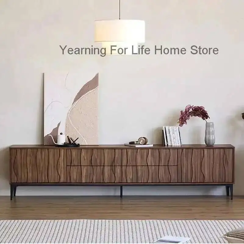 

Tv Stand Simple Universal Storage Organizer 240Cm Wood Black Modern Tv Table Nordic Luxury Designer Fernsehtisch Furniture