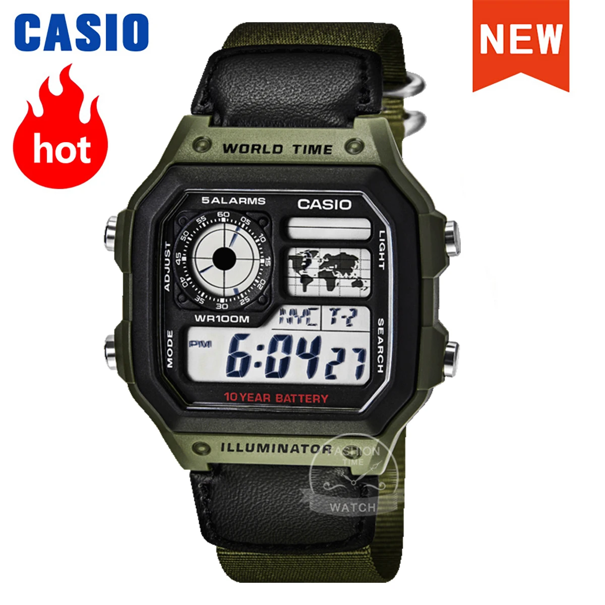 Reloj digital retro Casio para hombre Reloj multifuncional de estilo clásico AE-1200WHB-3B