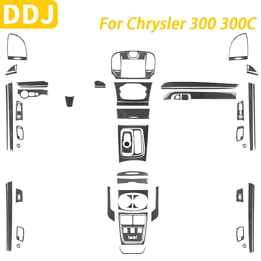 

For Chrysler 300 300C 2015-2023 Carbon Fiber Center Console Gear Shift Dashboard Air Vent Panel Trim Set Car Accessories Sticker