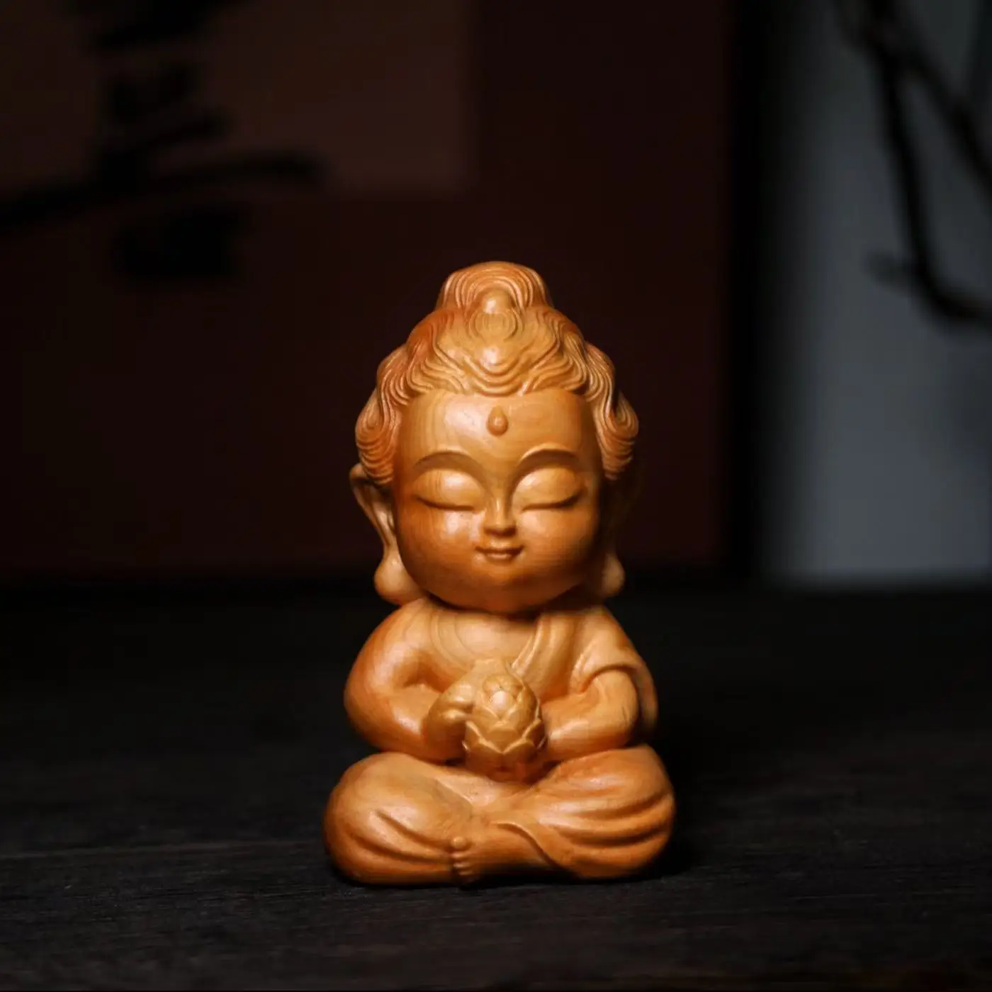Boxwood Chinese Zodiac Patron Buddha Hand Piece Ancient Style Buddha Pendant Bodhisattva Charm Amulet Craft Collectible Gift