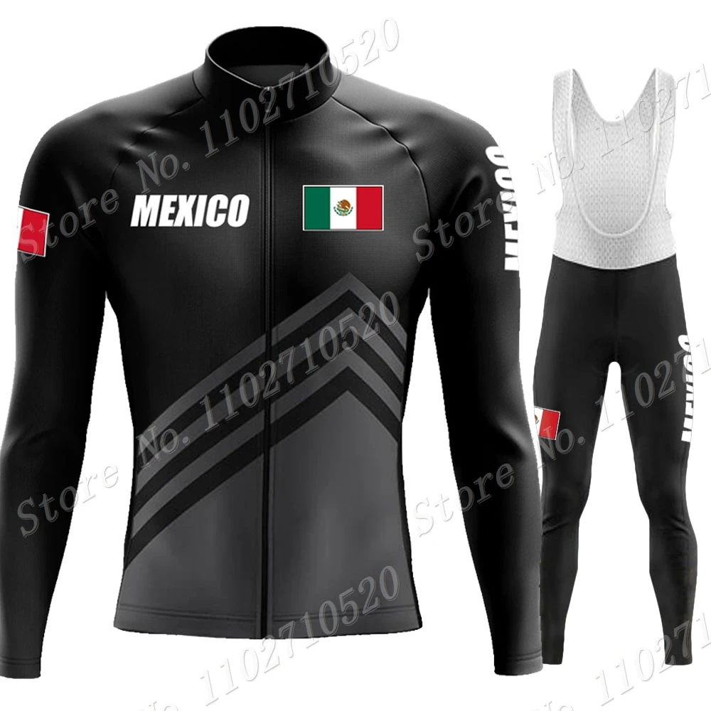 2023 Mexico Team Cycling Jersey Set Summer National Mens Long Sleeve Black Clothing Suit MTB Bike Road Pants Bib Maillot - view 2
